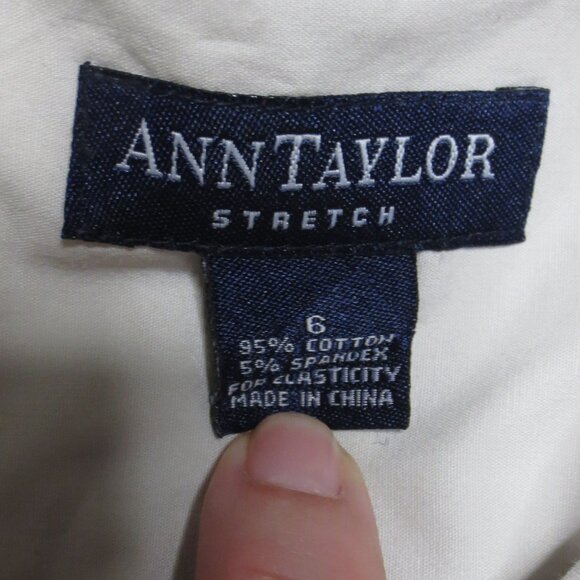 ANN TAYLOR womens BLOUSE ecru DRESS shirt STRETCH light gray CAREER SIZE 6 - Picture 3 of 9
